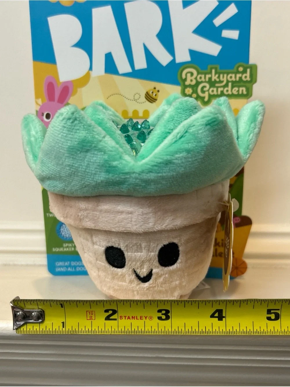 BARK Plush Succulent Dog Toy in Mint Green and Cream
